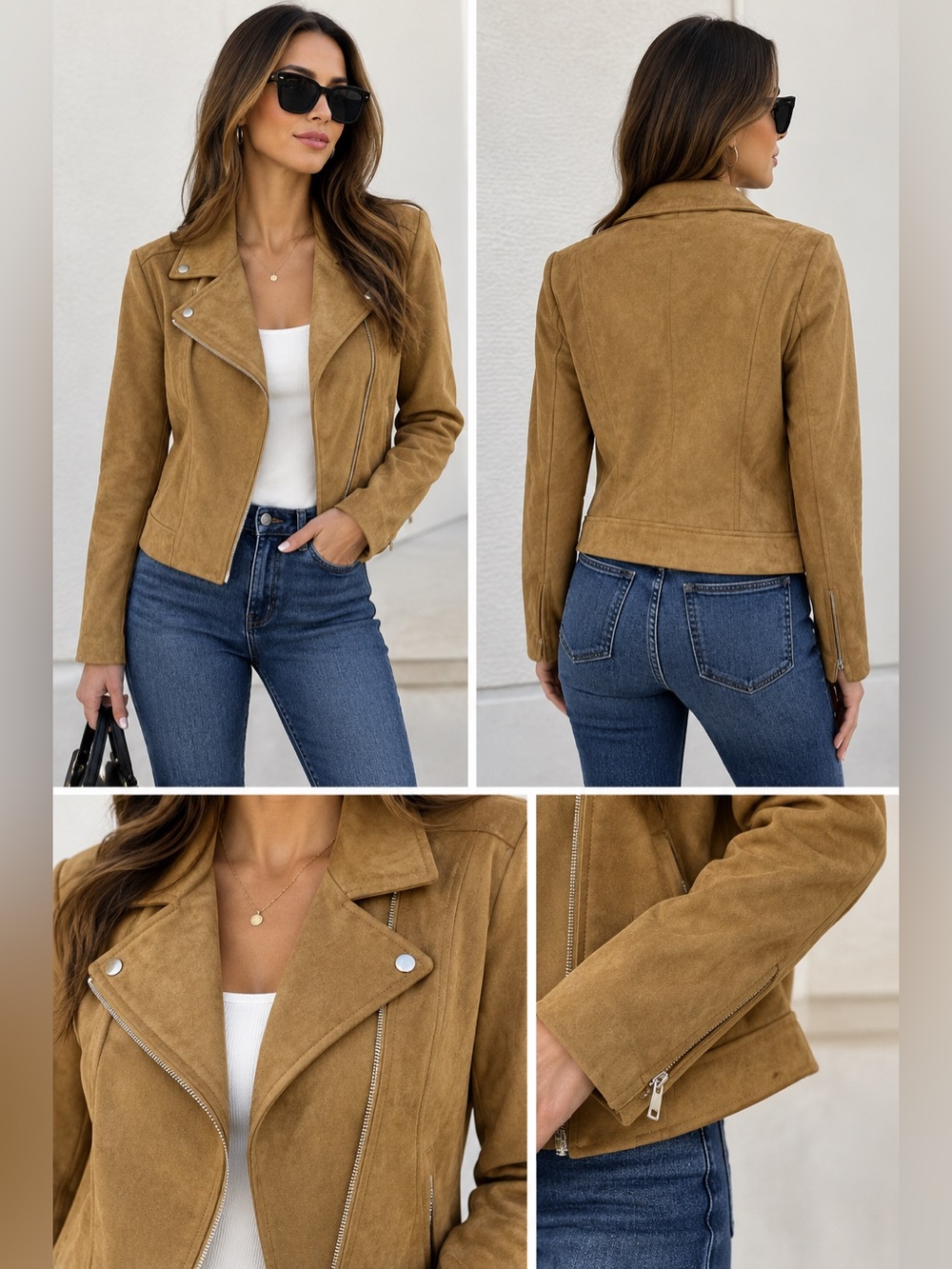 Old Navy Camel Tan Suede Jacket Sz M